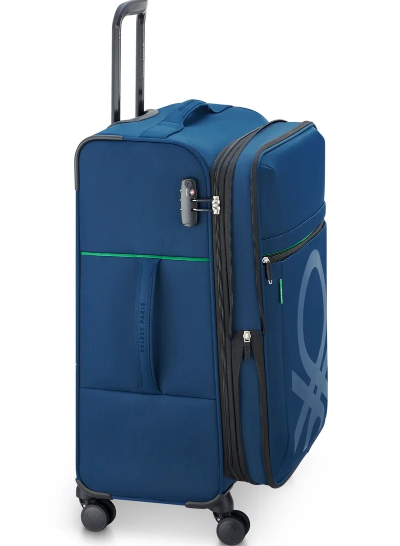 UNITED COLORS OF BENETTON  Color Block 69 Cm 4-Double Wheeled Softside Expandable Check-In Luggage Trolley Case - Navy  | Best Price UAE